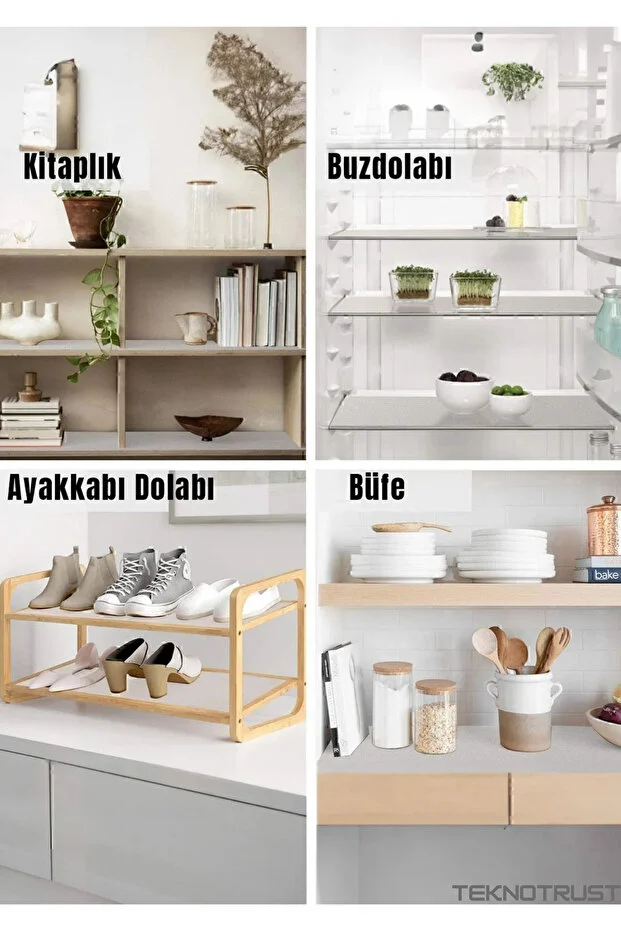Mutfak Kaydırmaz Şeffaf Raflık Kaymaz Dolap İçi Çekmece Örtüsü Pvc 45x300 Cm Koruyucu Eva Kalınn